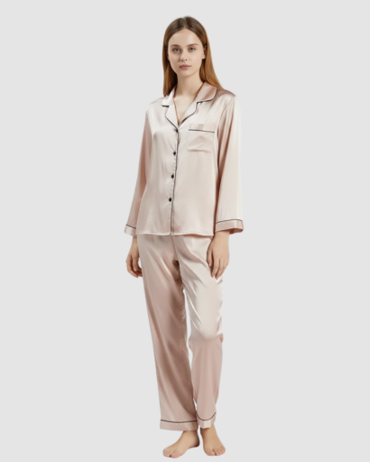 Pyjama Femme Satin Luxe – Ensemble 2 Pièces Manche Longue