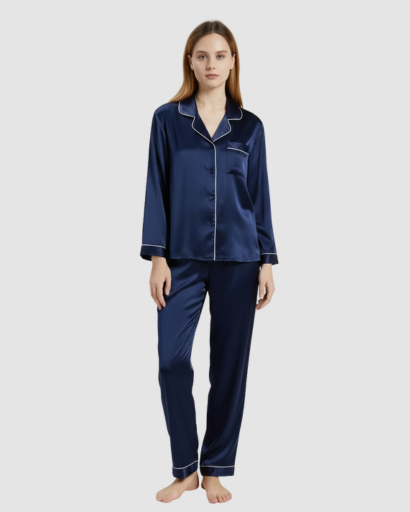 Pyjama Femme Satin Luxe – Ensemble 2 Pièces Manche Longue