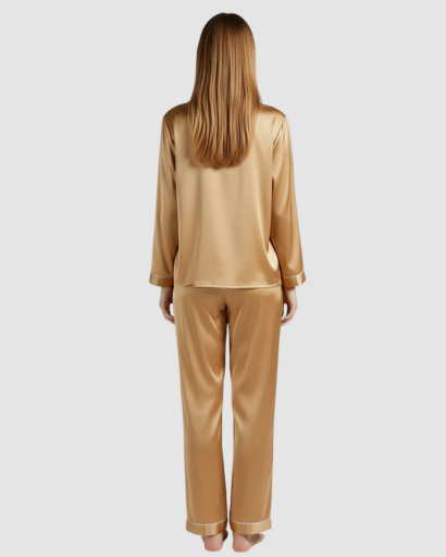 Pyjama Femme Satin Luxe – Ensemble 2 Pièces Manche Longue
