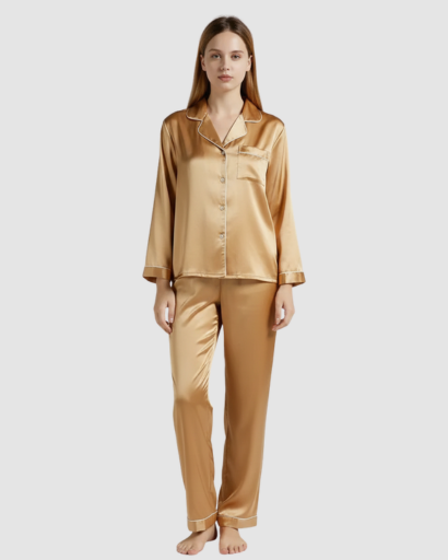 Pyjama Femme Satin Luxe – Ensemble 2 Pièces Manche Longue