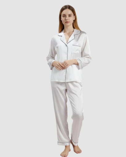 Pyjama Femme Satin Luxe – Ensemble 2 Pièces Manche Longue