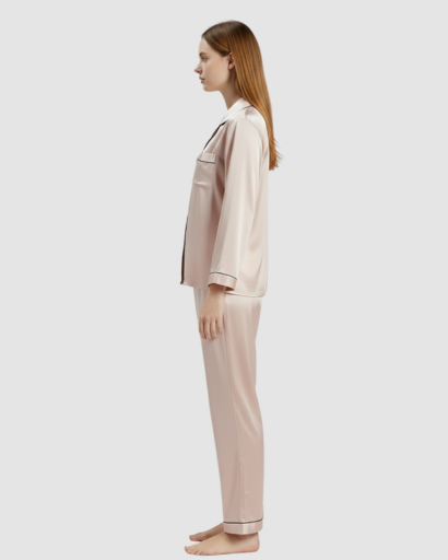 Pyjama Femme Satin Luxe – Ensemble 2 Pièces Manche Longue