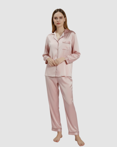 Pyjama Femme Satin Luxe – Ensemble 2 Pièces Manche Longue