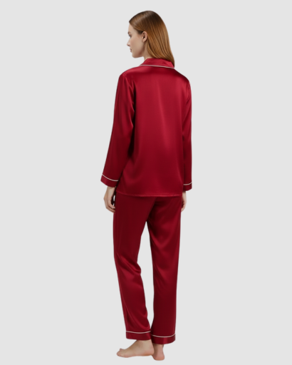 Pyjama Femme Satin Luxe – Ensemble 2 Pièces Manche Longue