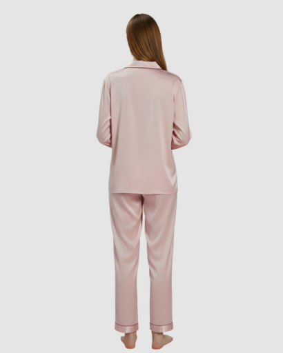 Pyjama Femme Satin Luxe – Ensemble 2 Pièces Manche Longue