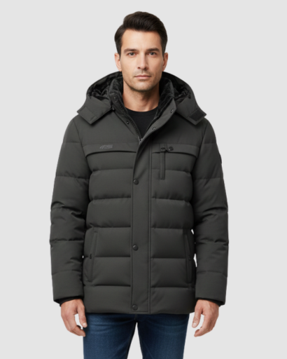 Doudoune à Capuche pour Homme – Matelassage Horizontal & Style Urbain