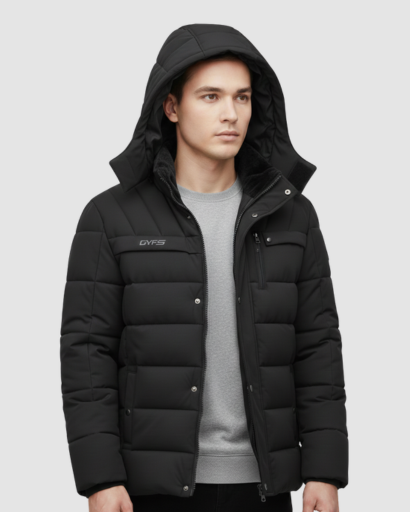 Doudoune à Capuche pour Homme – Matelassage Horizontal & Style Urbain