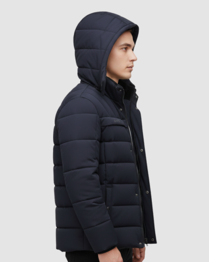 Doudoune à Capuche pour Homme – Matelassage Horizontal & Style Urbain