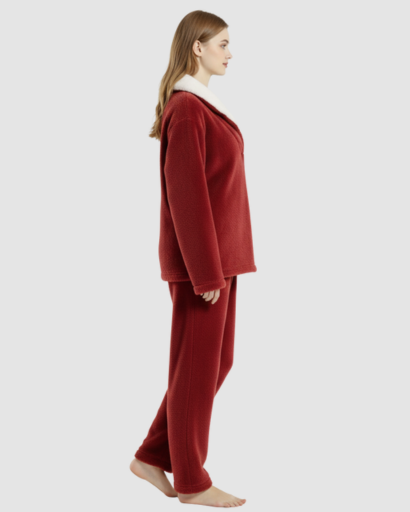 Pyjama Cocooning Femme – Ensemble Deux Pièces à Col Croisé & Coupe Relax