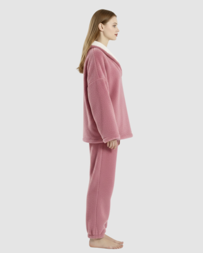 Pyjama Cocooning Femme – Ensemble Deux Pièces à Col Croisé & Coupe Relax