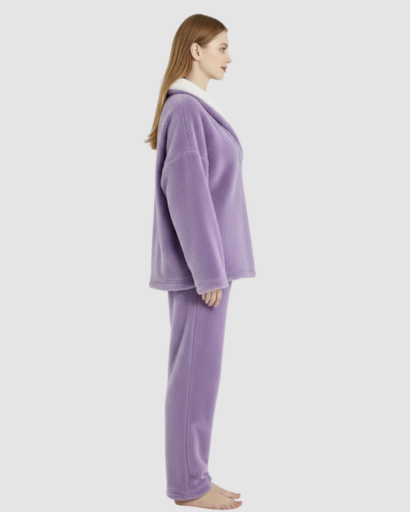 Pyjama Cocooning Femme – Ensemble Deux Pièces à Col Croisé & Coupe Relax