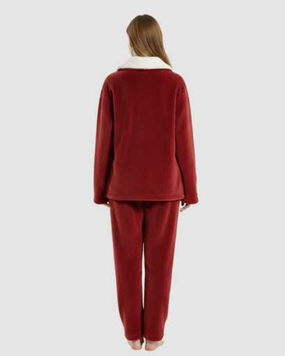 Pyjama Cocooning Femme – Ensemble Deux Pièces à Col Croisé & Coupe Relax