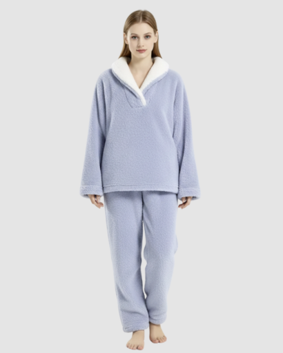 Pyjama Cocooning Femme – Ensemble Deux Pièces à Col Croisé & Coupe Relax