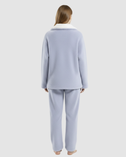Pyjama Cocooning Femme – Ensemble Deux Pièces à Col Croisé & Coupe Relax