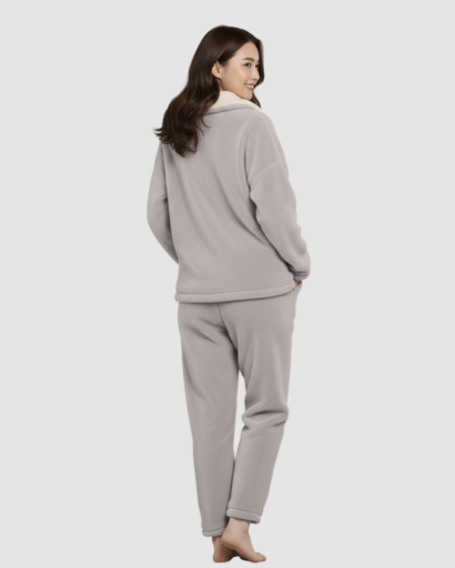 Pyjama Cocooning Femme – Ensemble Deux Pièces à Col Croisé & Coupe Relax