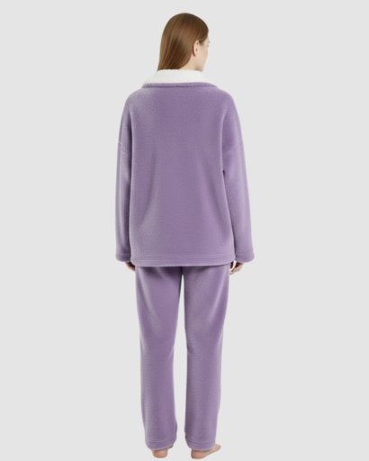 Pyjama Cocooning Femme – Ensemble Deux Pièces à Col Croisé & Coupe Relax