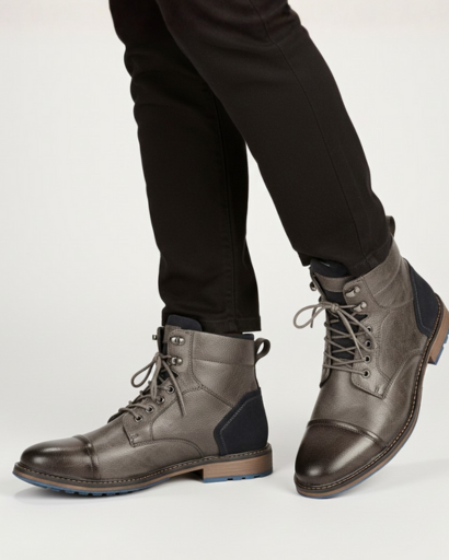 Bottines Montantes pour Homme – Laçage Habillé & Fermeture Zippée Latérale