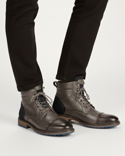Bottines Montantes pour Homme – Laçage Habillé & Fermeture Zippée Latérale