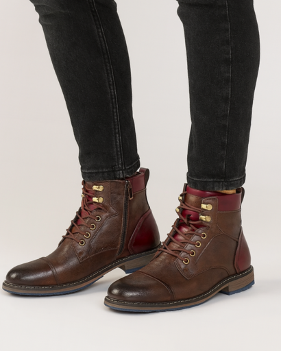 Bottines Montantes pour Homme – Laçage Habillé & Fermeture Zippée Latérale