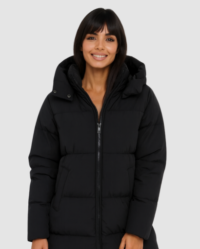 Doudoune longue noire femme