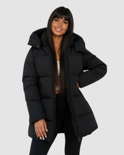 Doudoune longue noire femme