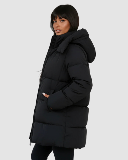 Doudoune longue noire femme