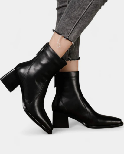 Bottines Femme à Talon Bloc – Silhouette Élégante & Bout Légèrement Carré