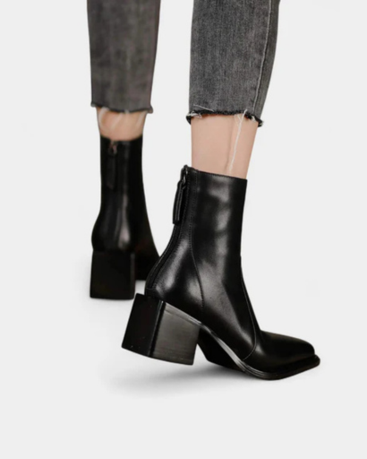 Bottines Femme à Talon Bloc – Silhouette Élégante & Bout Légèrement Carré