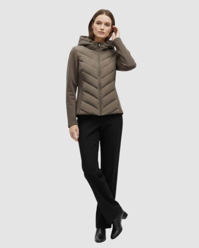 Veste matelassée femme à capuche – Doudoune légère cintrée