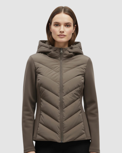 Veste matelassée femme à capuche – Doudoune légère cintrée