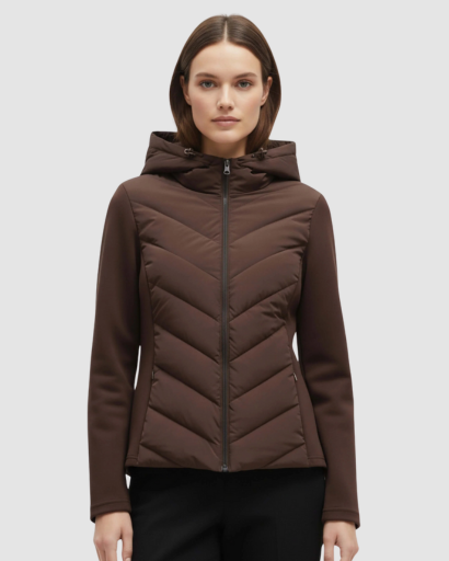 Veste matelassée femme à capuche – Doudoune légère cintrée