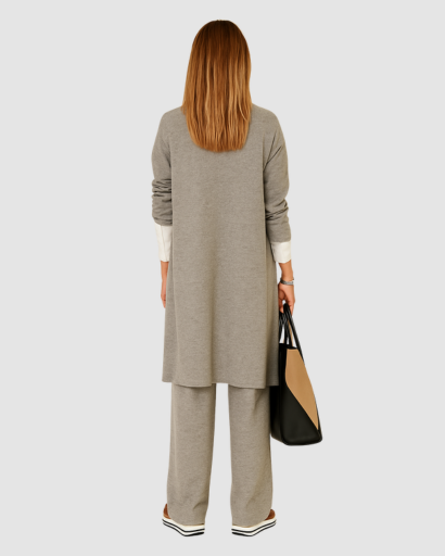 Ensemble Femme Pull Long & Pantalon Large – Style Élégant et Décontracté