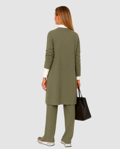 Ensemble Femme Pull Long & Pantalon Large – Style Élégant et Décontracté