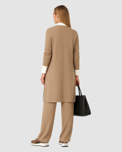 Ensemble Femme Pull Long & Pantalon Large – Style Élégant et Décontracté