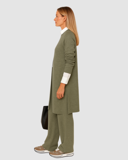 Ensemble Femme Pull Long & Pantalon Large – Style Élégant et Décontracté