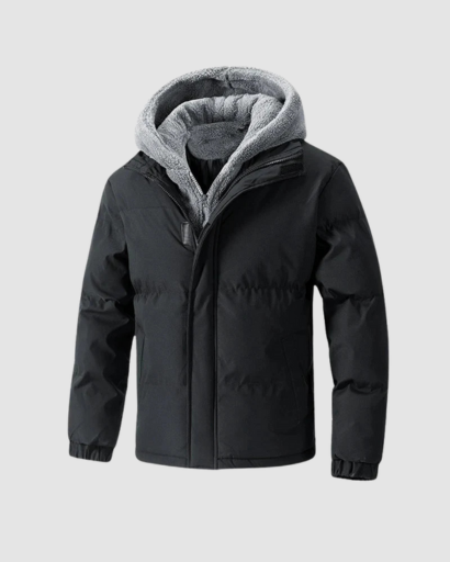Veste Homme Hiver à Capuche Doublée – Coupe Courte & Confort Quotidien