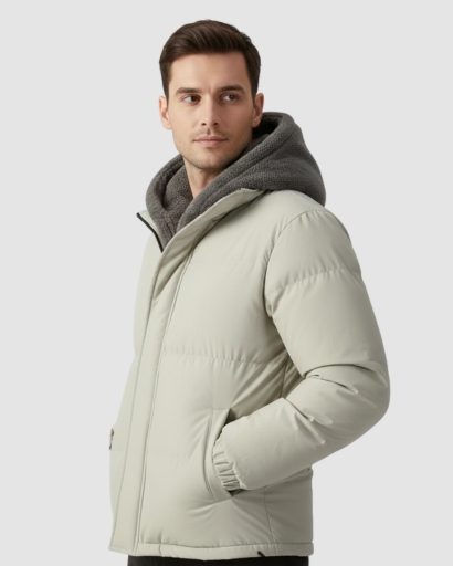Veste Homme Hiver à Capuche Doublée – Coupe Courte & Confort Quotidien