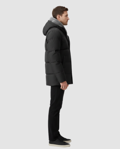 Veste Homme Hiver à Capuche Doublée – Coupe Courte & Confort Quotidien