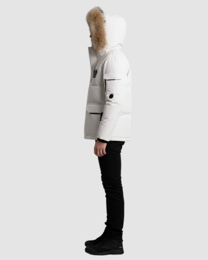 Parka Homme Hiver à Capuche Bordée d’Imitation Fourrure – Coupe Droite & Chaude