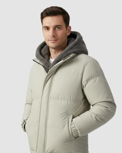Veste Homme Hiver à Capuche Doublée – Coupe Courte & Confort Quotidien