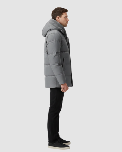 Veste Homme Hiver à Capuche Doublée – Coupe Courte & Confort Quotidien