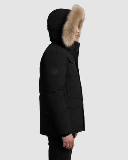 Parka Homme Hiver à Capuche Bordée d’Imitation Fourrure – Coupe Droite & Chaude