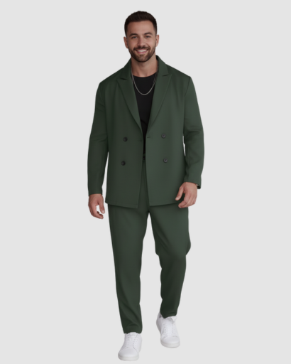 Costume Décontracté pour Homme – Ensemble Veste Croisée & Pantalon Ajusté