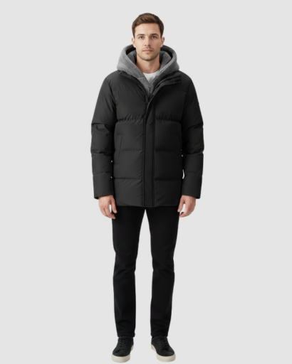 Veste Homme Hiver à Capuche Doublée – Coupe Courte & Confort Quotidien