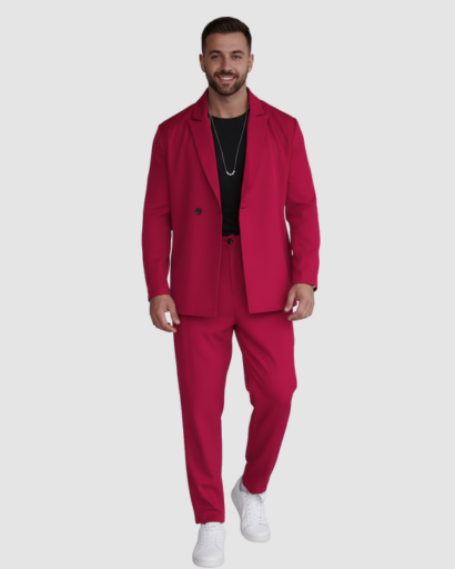 Costume Décontracté pour Homme – Ensemble Veste Croisée & Pantalon Ajusté