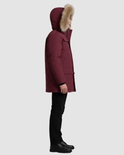 Parka Homme Hiver à Capuche Bordée d’Imitation Fourrure – Coupe Droite & Chaude