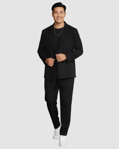 Costume Décontracté pour Homme – Ensemble Veste Croisée & Pantalon Ajusté