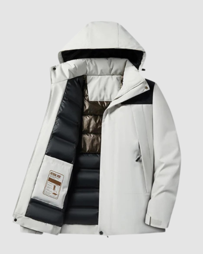 Veste d’Hiver Style Ski pour Homme – Capuche Intégrée & Matelassage Intérieur