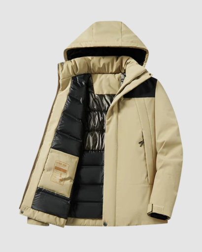 Veste d’Hiver Style Ski pour Homme – Capuche Intégrée & Matelassage Intérieur