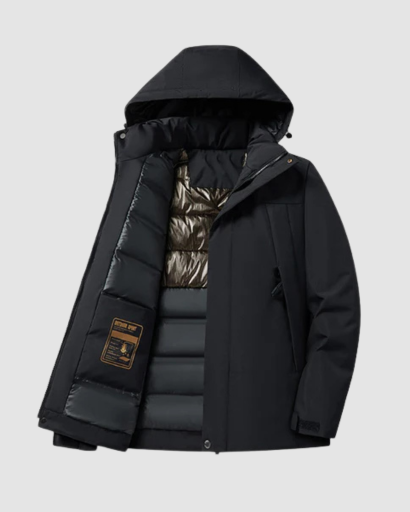 Veste d’Hiver Style Ski pour Homme – Capuche Intégrée & Matelassage Intérieur